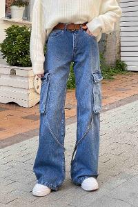 Lamelif Tokalı Kargo Baggy Jean