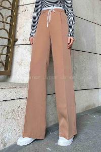 Lamelif Bağcık Detaylı Garnili Pantolon Sütlü Kahve