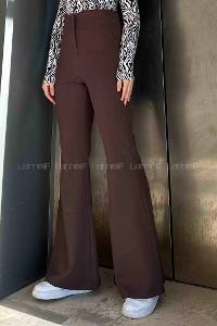 Bitter Brown Cotton Fabric High Waist Comfortable Pants