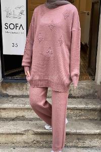 Rose Mock Turtle Neck Long Arm Without Accessories Acrylic Regular Trousers Comfortable Suit