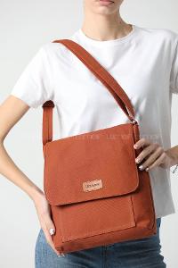 Lamelif Unique Orta Boy Kanvas Postacı Çanta Taba