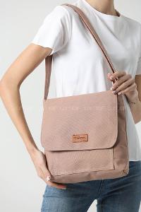 Lamelif Unique Orta Boy Kanvas Postacı Çanta Vizonrengi