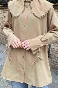 Lamelif  Bebe Yakalı Gömlek Sütlü Kahve