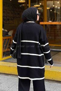 Black Medium Crew Neck Long Arm Knitwear Regular Trousers Comfortable Suit