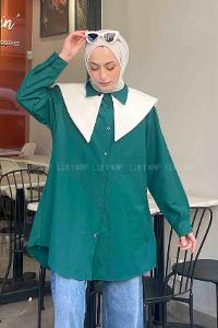 Lamelif Denizci Yaka Gömlek Zümrüt