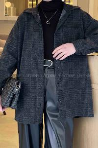 Lamelif Kareli Oduncu Gömlek Füme