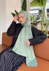 Lamelif Zikzak Desen Jakar Serisi Şal Çağla Yeşili