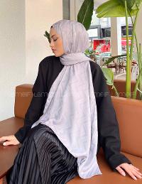 Lamelif Zikzak Desen Jakar Serisi Şal Gümüş Gri