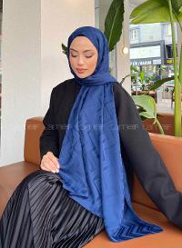 Navy Blue Viscose Fabric Printed Shawl