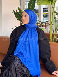 Lamelif Zikzak Desen Jakar Serisi Şal Saks Mavisi