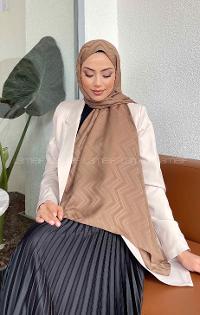 Lamelif Zikzak Desen Jakar Serisi Şal Sütlü Kahve