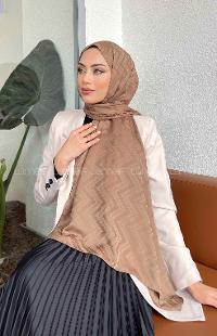 Lamelif Zikzak Desen Jakar Serisi Şal Sütlü Kahve