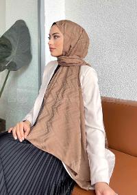 Lamelif Zikzak Desen Jakar Serisi Şal Sütlü Kahve