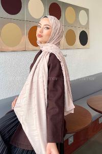 Lamelif Zikzak Desen Jakar Serisi Şal Vizon