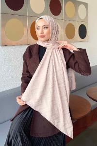 Lamelif Zikzak Desen Jakar Serisi Şal Vizon