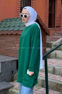 Emerald Green Crew Neck Cotton Unprinted Tunic