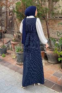 Navy Blue Shirt Collar Cotton Dresess