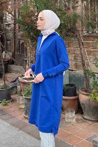 Saxe Choker Neck Combed Fabric Cotton Fabric Tunic