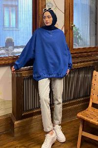 Saxe Hood Neck Balloon Sleeve Arm Printed Sweatshirt