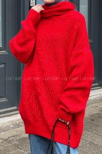Red Choker Neck Long Arm Jumper