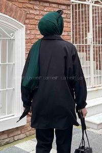 Lamelif Kol Detaylı Gömlek Siyah