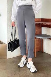 Anthracite Cotton High Waist Comfortable Pants