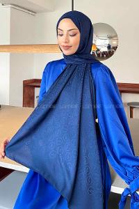 Light Navy Viscose Fabric Printed Shawl