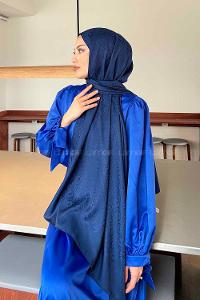 Light Navy Viscose Fabric Printed Shawl