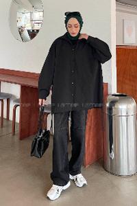 Lamelif Oversize Gömlek Siyah