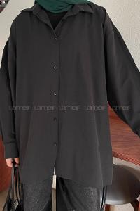Lamelif Oversize Gömlek Siyah