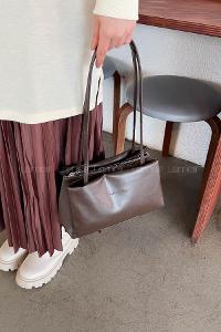 Lamelif Vintage Kadın Baget Çanta Acı Kahve