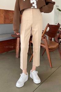 Lamelif Yüksek Bel Gizli Fermuarlı Pantolon Krem