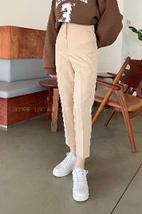 Lamelif Yüksek Bel Gizli Fermuarlı Pantolon Krem