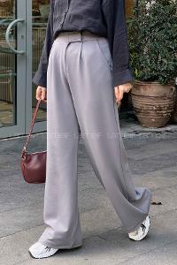 Lamelif  Beli Cırtcırt Kapama Detaylı Pantolon Gri
