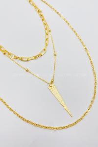 Lamelif 3lü Kombin Gold Kolye Seti