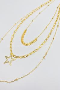 Lamelif 3Lü Kombin Yıldız Detaylı Set Kolye