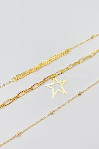 Lamelif 3Lü Kombin Yıldız Detaylı Set Kolye