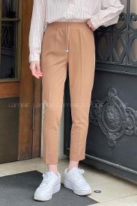 Lamelif Bel Lastikli Kalem Pantolon Kahve