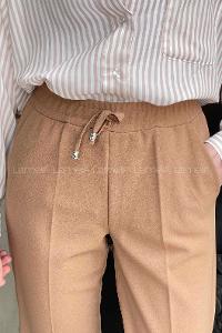 Lamelif Bel Lastikli Kalem Pantolon Kahve