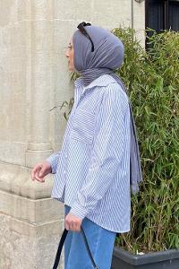 Light Blue Shirt Collar Long Arm Viscose Fabric Unprinted Shirt