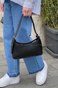 Lamelif Distressed Kol Çantası Kadın Düz Siyah