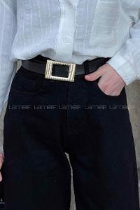 Lamelif  Midi Boy Bol Paça Pantolon Siyah