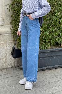 Lamelif  Paça Kesik Midi Boy Pantolon Açık Mavi