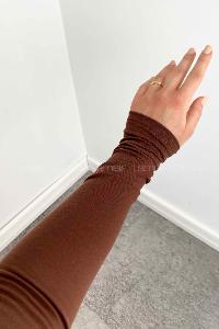 Lamelif Bisiklet Yaka Pamuklu Body Kahverengi