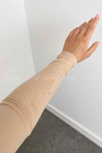 Lamelif Yarım Balıkçı Yaka Penye Body Krem