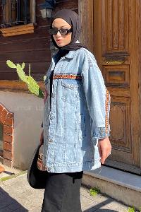 Blue Shirt Collar Long Arm Cotton Jacket