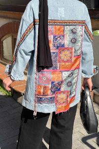 Blue Shirt Collar Long Arm Cotton Jacket