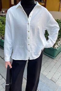 Lamelif Katlanalabilir Kol Detaylı Gömlek Ekru