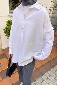 White Shirt Collar Long Arm Viscose Fabric Shirt