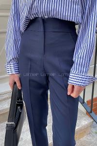 Navy Blue Cotton Fabric High Waist Comfortable Pants